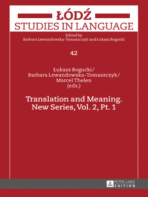cover image of Translation and Meaning. New Series, Volume 2, Pt. 1